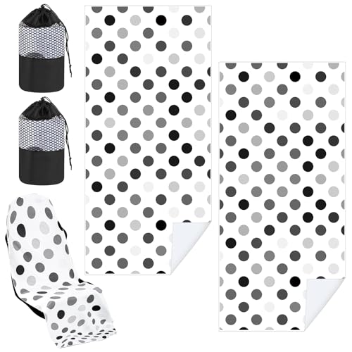 Image of Hahafelt 2 Pack Car Seat Towel Cover with Storage Bag, Black and Gray Dots