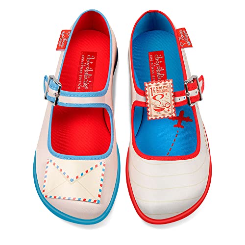 Image of Hot Chocolate Design Chocolaticas Funky Canvas Women's Mary Jane Flat Shoes, Dear Santa, 11 UK
