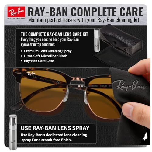 Image of Ray-Ban RB3016 CLUBMASTER CLASSIC Square Shaped Sunglasses for Men & Women with Official RAYBAN Eyewear Kit