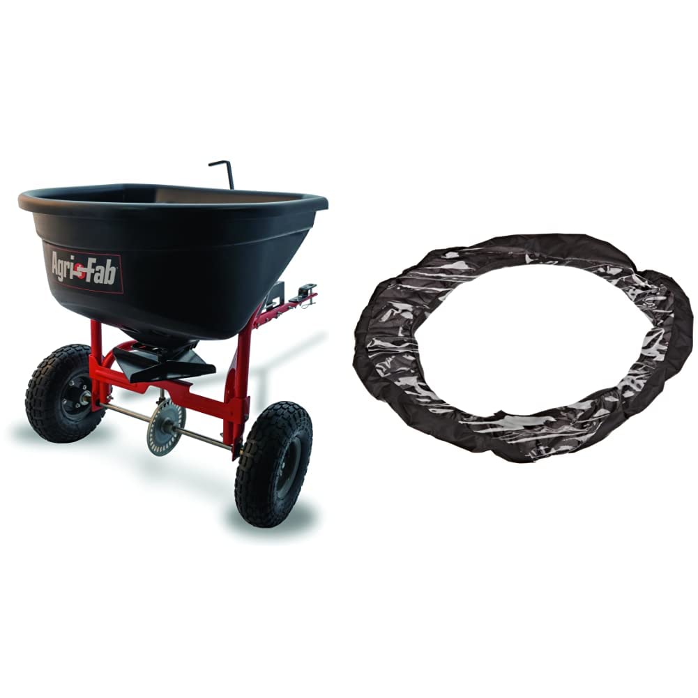 Agri-Fab Broadcast Spreader Tow Style, 110 lb Capacity, Black & 69711 Cover, Hopper