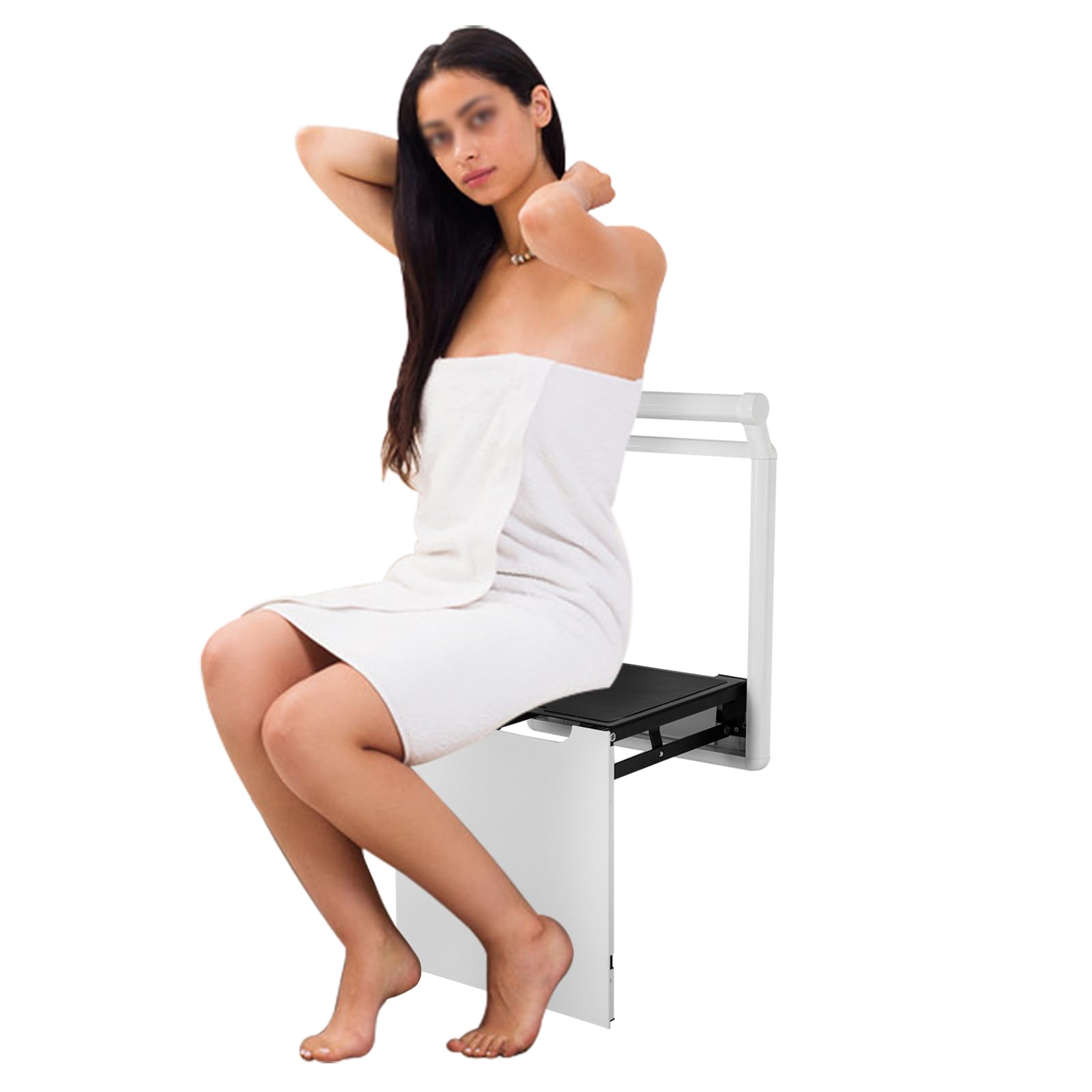 Asiento de ducha plegable, montaje en pared, silla de baño con almohadillas antideslizantes, marco de metal, asiento plegable para porches, pasillos, baños, embarazadas, ancianos, capacidad de carga