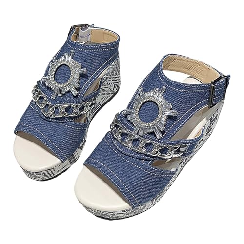 Genérico Sandalias Cuña Mujer Informal Sandalias Mujer Verano Cuero Plataforma Cuñas Tacón Chanclas Estilo Retro Bohemio
