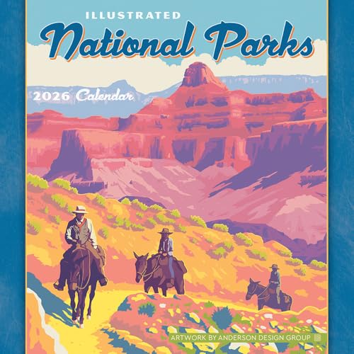 Illustrated National Parks 2026 Mini Wall Calendar: Vintage Travel Poster