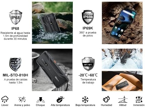 Miniatura 2 de Blackview Teléfono BV5200, teléfono resistente 7 (4+3) GB+32 GB 1 TB expandir, 6.1 pulgadas Incell 13MP Cámara Smartphones, 5180mAh Smartphone, 3