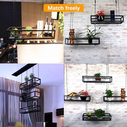 DCTPETHM Floating Ceiling Shelves - Versatile Indoor Plant Hangers & Wall-Mounted Wine Rack - Space-Saving Storage for Gardens, Bars & Home Decor (Size: 1)