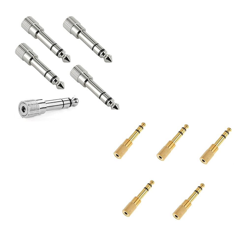 Hi-Plasst 6.3mm Stereo Male to 3.5mm Stereo Female Audio Adapter – Jack Converter for Piano, Guitar, Amp, Mixer & Headphones (Silver 5 Pcs + Gold 5 Pcs) – Durable, Noise-Free Sound Connector-image-32