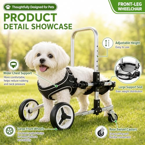Fauteuil roulant pour chien handicapé à 4 roues ajustable noir taille M - 6