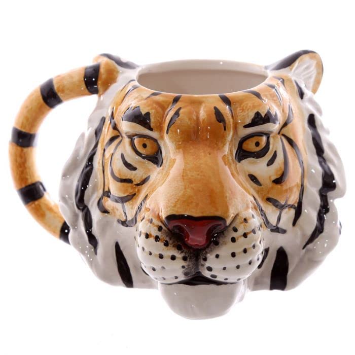 Caribou Living Tiger Head Mug - 3D Life Like Novelty Ceramic Cup Holds 460ml for Hot Drrinks, Tea, Coffee, Hot Chocolate