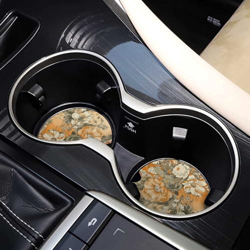 Portavasos para carro en madera con diseño flores 2.6 pulgadas miniatura 7