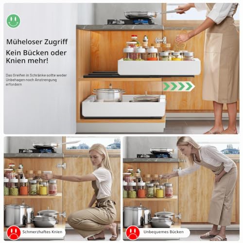 Kitstorack 1 Stück Ausziehbare Schublade Küche & Bad, Weiß – Ansicht 4
