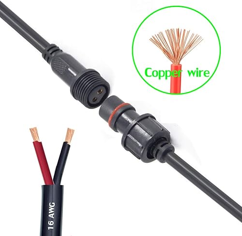 Miniatura 4 de dstfuy Conector impermeable de 2 cables, conector LED macho hembra de 16 AWG de 2 pines con cable de extensión IP65, 7.9 in para automóvil, tira de