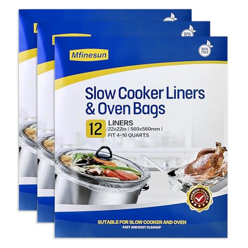 Mfinesun Slow Cooker Liners & Oven Bags, 36 Count Extra Large Cooking Bags Turkey Bag Disposable Pot Liners Fit 6QT to 10QT, 22