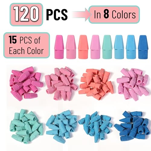 Image of Mr. Pen- Pencil Erasers Toppers, 480 Pack, Colorful, Latex Free, No Smudge