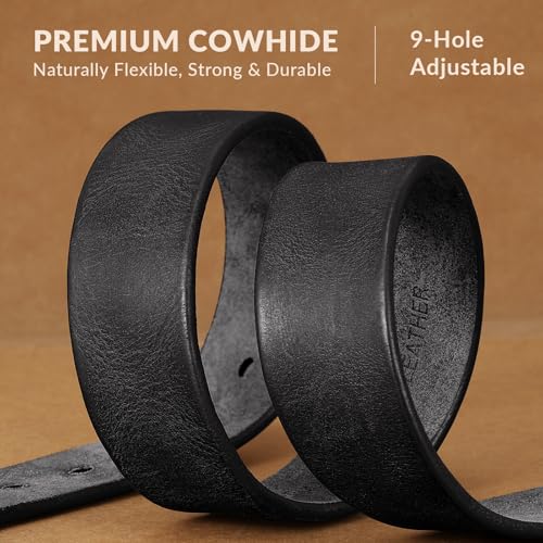Image of Men's Leather Belt Full Grain Leather Belts for Men Handmade Real Solid Top-Grain Leather Heavy-Duty Work Belt Gifts