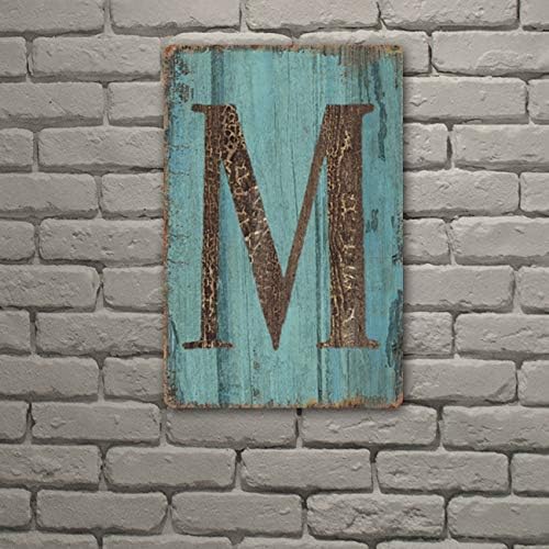 Zclenergy Letrero vintage de hojalata M, 8 x 12 pulgadas, 26 letras metálicas para colgar en la pared, para el hogar, dormitorio, bar, decoración de