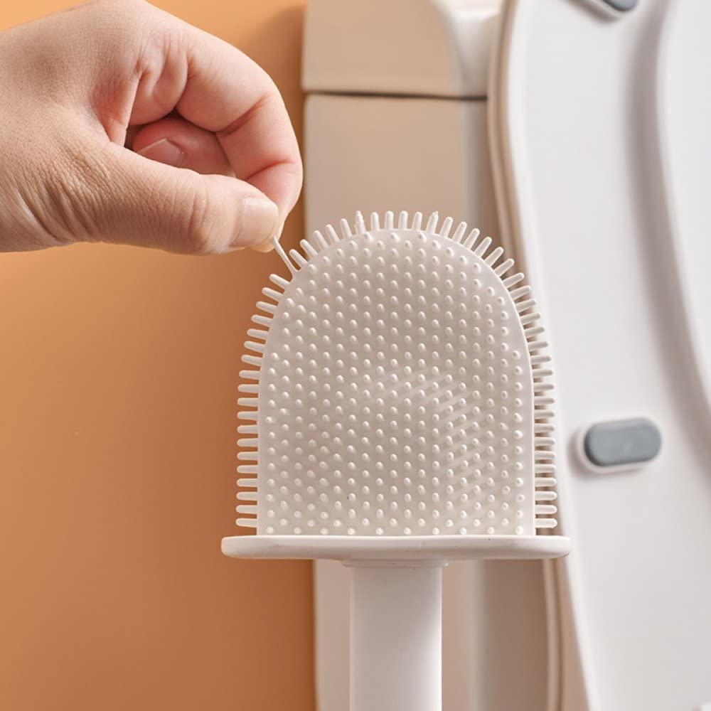 Scopino per WC in silicone con supporto da parete, setole in TPR per una pulizia profonda e design ergonomico, salvaspazio, manico antiscivolo, ideale per uso domestico e bagno
