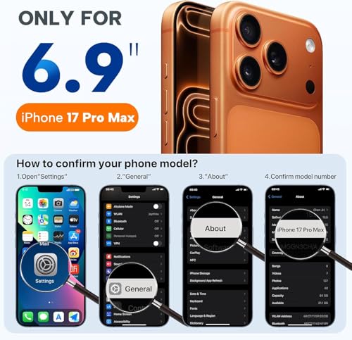 Image of mobistyle Magnetic Silicone Back Case for iPhone 17 Pro Max 6.9-Inch, Compatible with Mag-Safe, Silky Soft Touch, Shock Absorbing Phone Back Cover with Camera Lens Protection (Orange)
