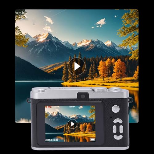 Cámara digital compacta portátil de 48MP negra miniatura 3