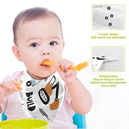 Image of vvfelixl Building Equipment Construction Transpor Baby Burp Cloths, Baby Muslin Washcloths for Boys Girls, Cotton Baby Face Towel for Newborn Infants Soft and Absorbent 11.8 X 11.8 in, 5 Pack