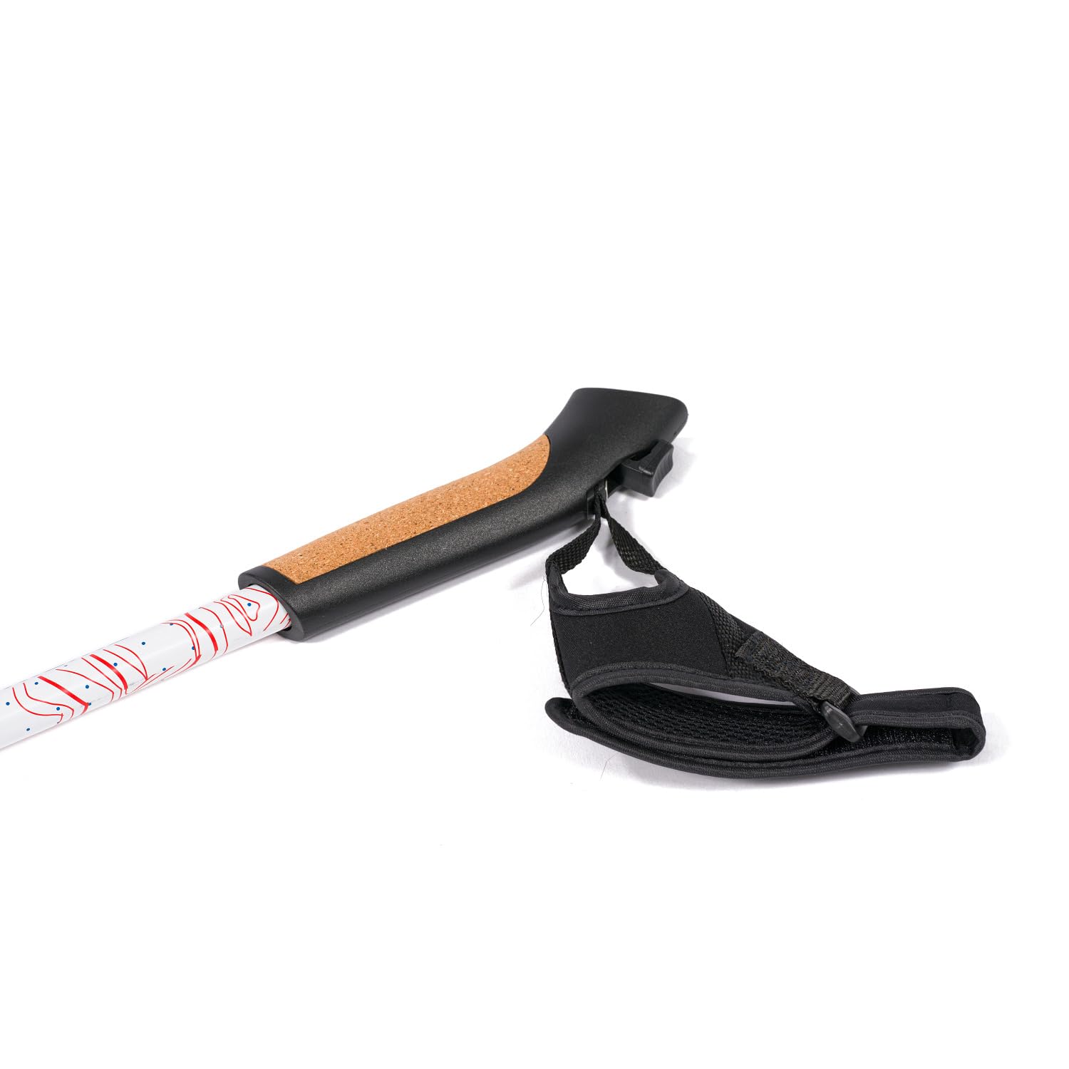 Sport-Thieme Nordic Walking Stöcke Lock Up Pro | Carbon | Verstellbare Stocklänge 100-135 cm | Korkgriff | Herausnehmbare Handschlaufe | Für Fitnesssportler | Weiß-Blau