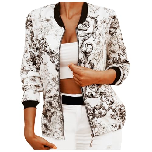 Veste mi-saison femme coupe slim - Petit manteau court imprimé chic