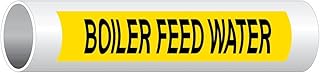 ComplianceSigns.com Boiler Feed Water (Black Legend On Yellow Background) Pipe Label Decal, 8x2 inch 5-Pack Vinyl for Pipe Markers