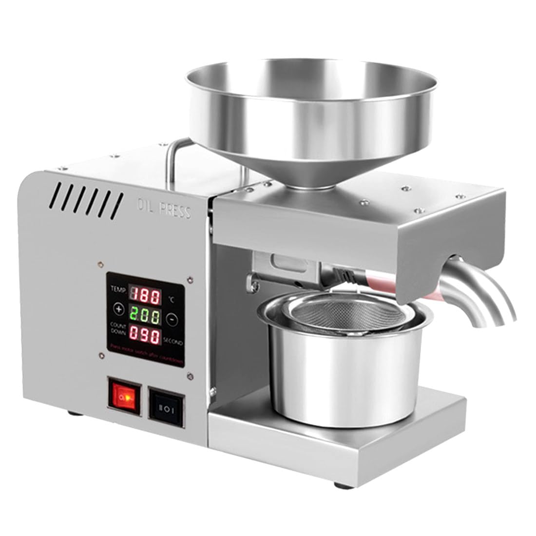 NGDFGR 610W Commercial Grade Extractor For Flax Peanut Castor Hemp Seed Canola Sesame Sunflower, 304 Stainless Steel Oil Expeller