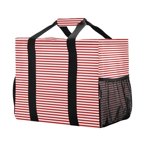 Red White Stripes Large Beach Bag Waterproof Beach Tote Bags for Women Travel Gym Pool2