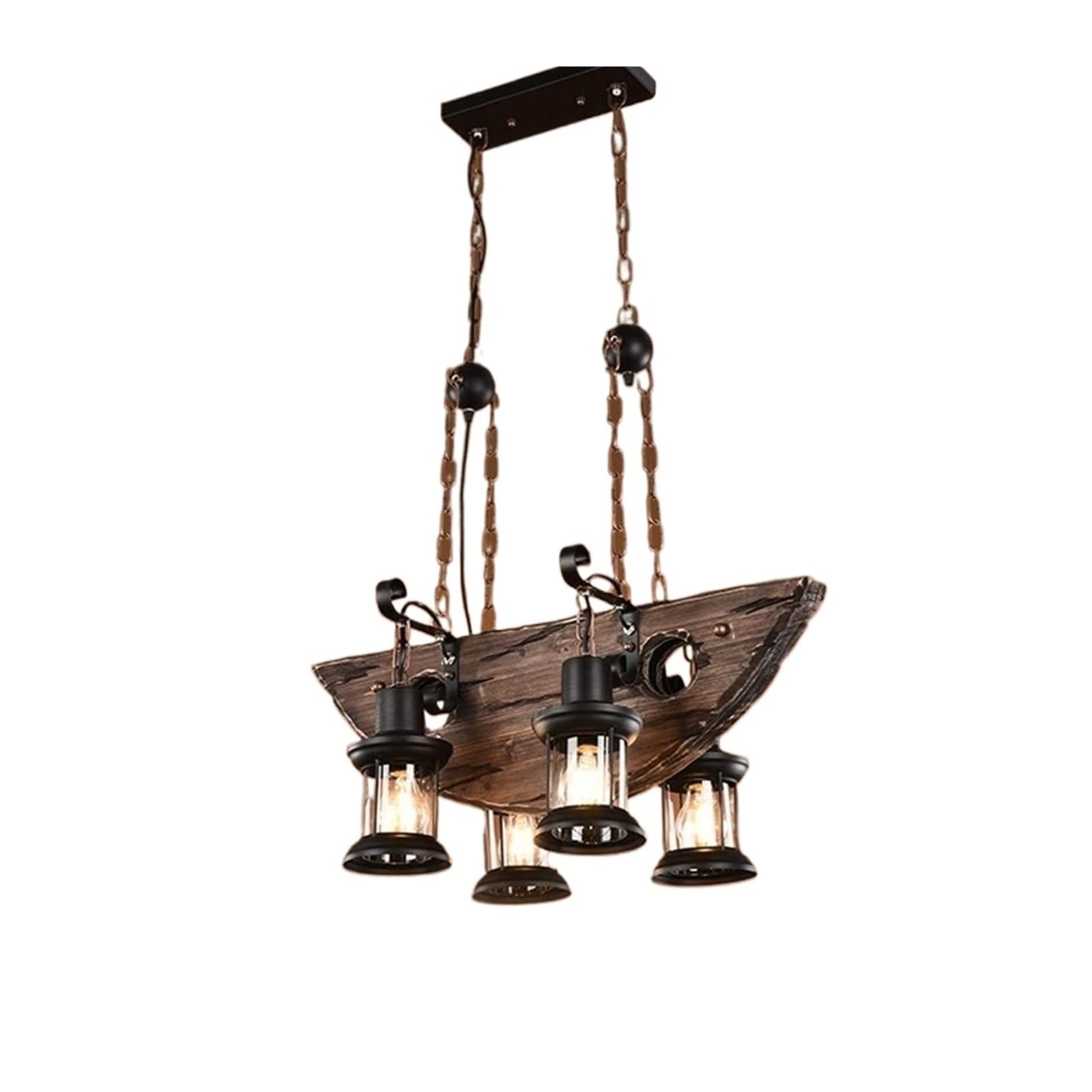 Lustre suspension en verre style américain rétro et finition métal rustique