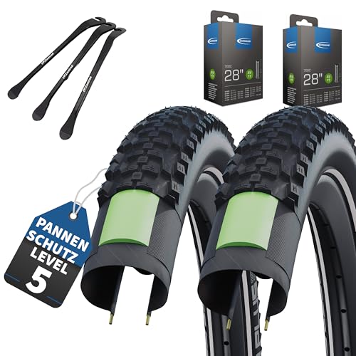 2er Set Fahrradreifen Smart Sam Plus 28 Zoll (42-622) AV DV SV Schlauch + 3 Reifenheber E Bike (28x1,60 Zoll (42-622), AV-Ventil Schläuche)