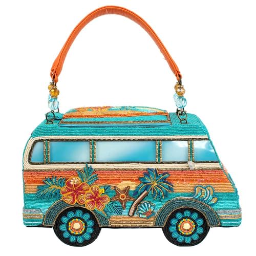 Mary Frances Catch a Wave Beaded Handbag Surf Van Top Handle Bag, Multicolor4