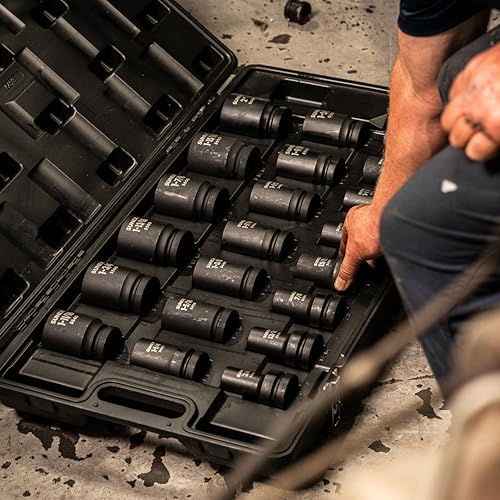 Image of SUNEX TOOLS 5693 1-Inch Drive SAE Deep Impact Socket Set, 21 piece