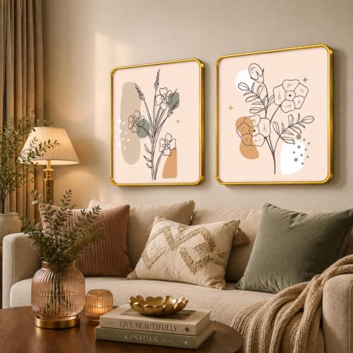 Image of RANDOM Premium Square Wall Painting Set of 2, 38 x 38 cm (Square Painting Flower)