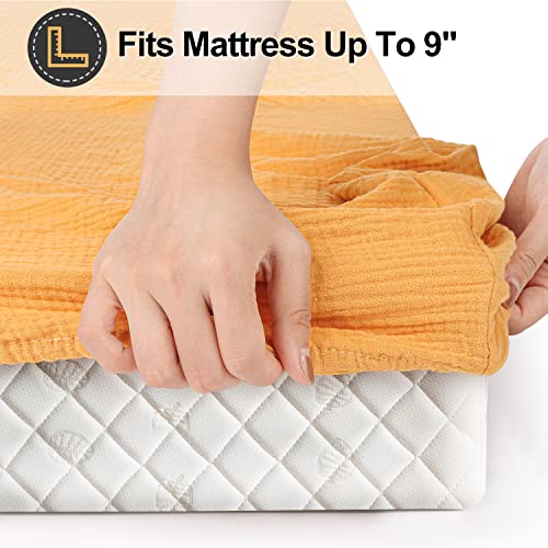 Super Juniors Muslin Baby Fitted Crib Sheet,Extra Cozy Soft Breathable Crib Mattress Sheets For Boys And Girls,28”X52”(Yellow) #TOP5
