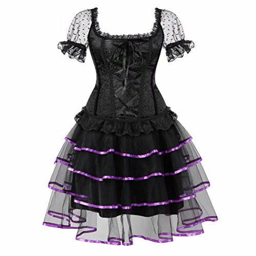 aizen Corset y Bustiers Vestidos Sexy Tirantes Lingerie Falda Tutu Mujer Gótico Steampunk Burlesque Talla Grande Negro Púrpura 6XL
