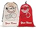Personalized Drawstring Christmas Sack, Beige, Green or Red - Add Your Name - Custom Embroidered Santa Canvas Stocking Bags for Kids, Family