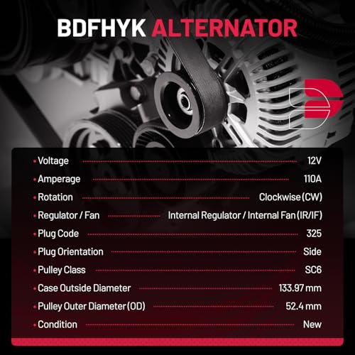 Image of BDFHYK 11657 Alternator Compatible with Nissan Altima 2.5L l4 2013-2018