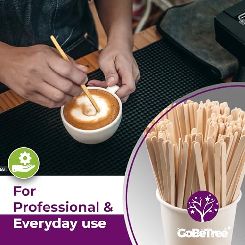 100 Stück Kaffee-Rührstäbchen und Tee-Rührstäbe aus Holz, 14 cm, Einweg-Rührstäbchen