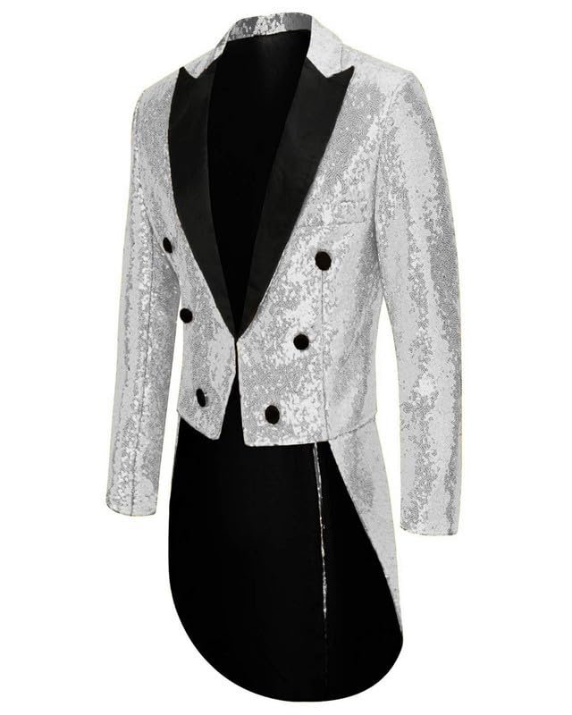 Mardi Gras Costumes for Men Shiny Sequins Ringmaster Jacket Blazer for Women STJK0053