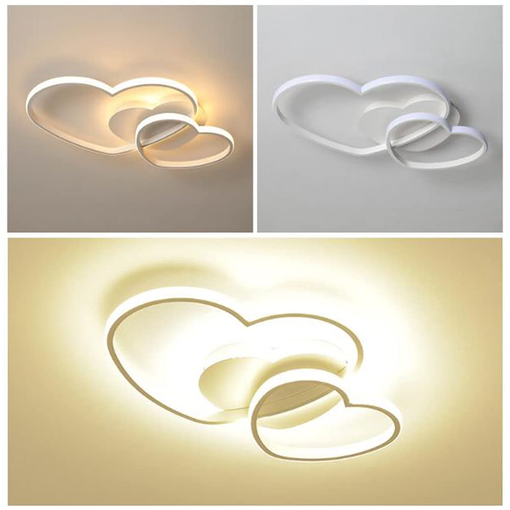 Plafondlamp LED Love Heart Design Plafond Acryl Lampenkap Decoratie Hanglamp Kroonluchters Dimbaar Met Afstandsbediening Kinderkamer Lamp Slaapkamer Plafondverlichting 50cm [energieklasse A ],White