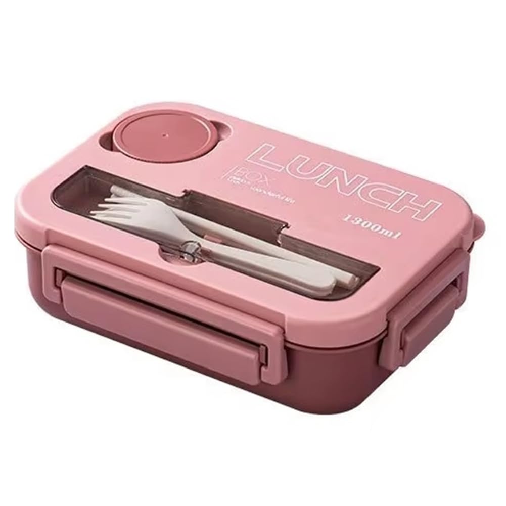 CTRLZS Bento Lunch Box with Cutlery, 4 Compartments, Leakproof, Microwave & Dishwasher Safe for Adults and Students C