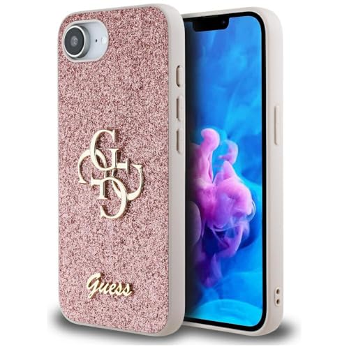 CG MOBILE Guess Fixed Glitter Big 4G - Cover per iPhone 16e, colore: Rosa