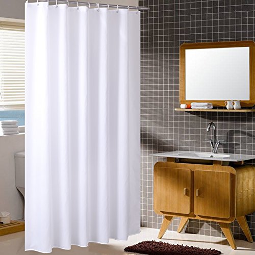 Homehold 200 cm di larghezza per 200 cm di altezza tenda bianca della doccia, tenda impermeabile del bagno del poliestere con i ganci Homehold 200 cm di larghezza per 200 cm di altezza tenda bianca della doccia, tenda impermeabile del bagno del poliestere con i ganci
