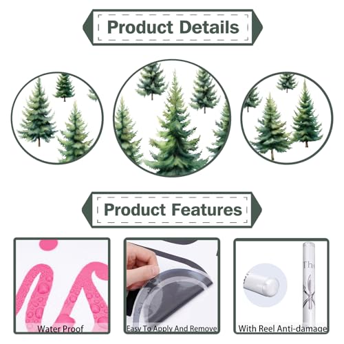 PLIGREAT 2 hojas vinilos decorativos de pared bosque de pinos miniatura 6