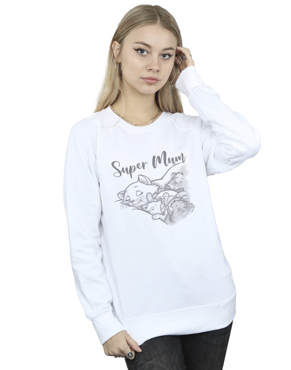 Disney Women's Classics Marie Super Mum Sweatshirt White Large
