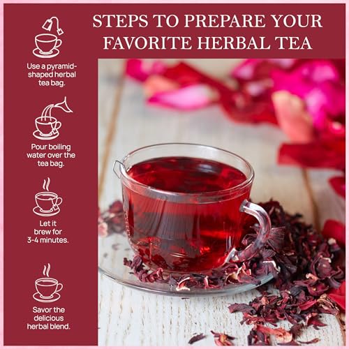 Image of Tealeaf & Co. Hibiscus Tea with Hibiscus Flowers Extract - Pure Herbal Tea Bags Blended with Fresh Herbs - Flavored Herbal Blend - Low Caffeine - Gluten Free - 50 Teabags