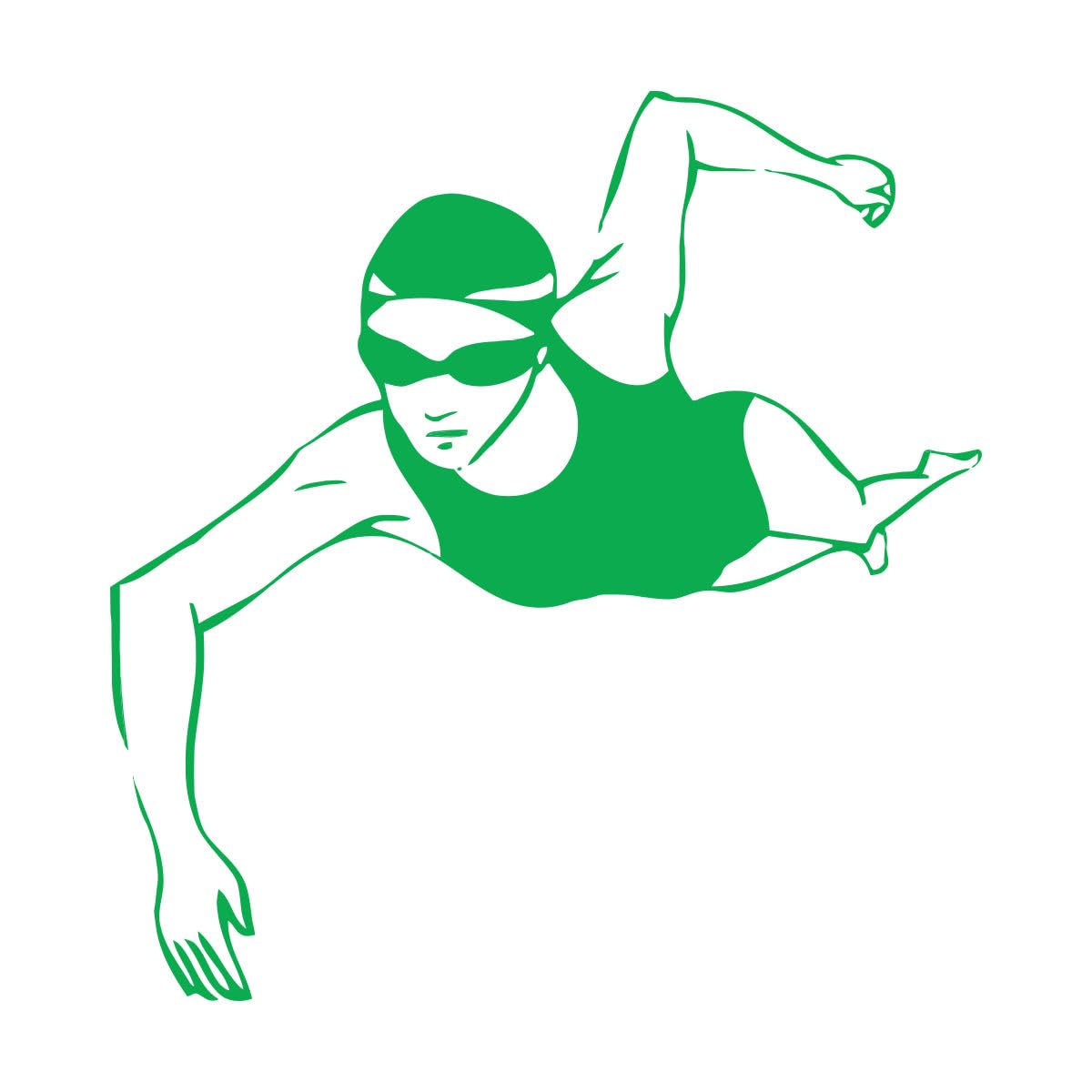 Vinyl Art Sticker Swimmer Woman Sports Swimming 81x84.6cm Removable Without Leaving Glue Extra Large Green