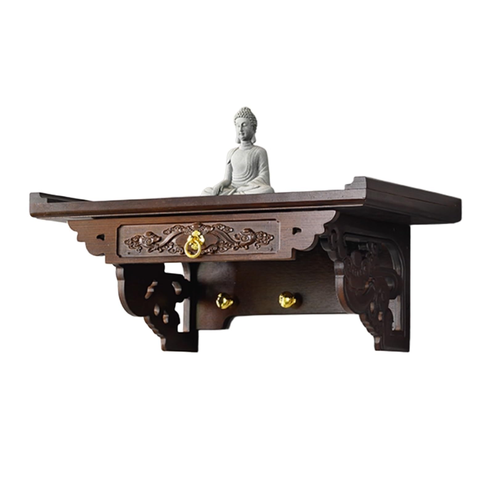 Scumlovy Wall-Mounted Buddha Statue Stand Offering Household Meditation Table Altar Cabinet table Buddhist Sculpture Display stand Prayer