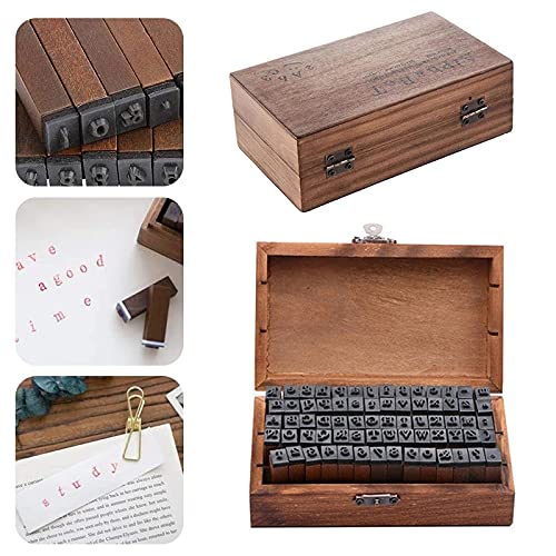 Tvoip 70 peças de carimbos do alfabeto, número de borracha decorativa de madeira, letras A-Z, letras