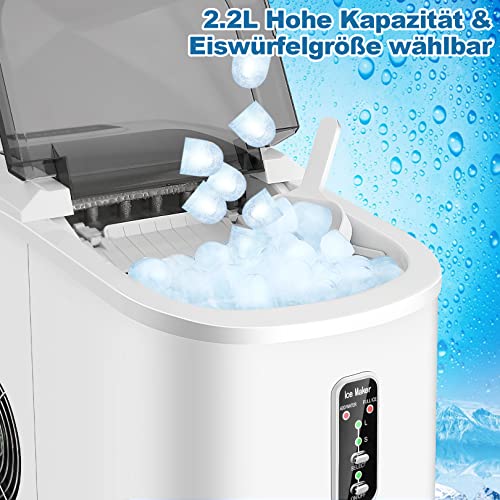 Himimi Eiswürfelmaschine, stille Eiswürfelmaschine, Eiswürfelmaschine Testsieger, mit 2.2 l Wassertank, Eiswürfel sind… – Bild 5